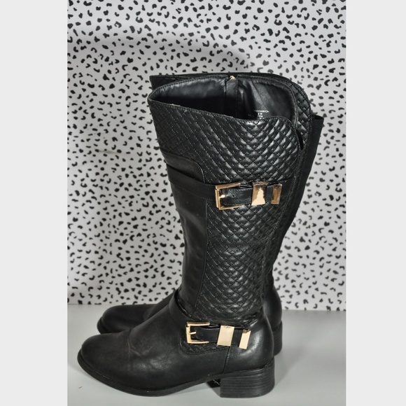 Avenue Shoes - Black Wide Calf Riding Boots 9W